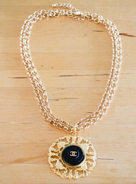 chanel vintage button necklace|Vintage Chanel brooch for sale.